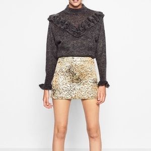 Zara gold jacquard mini skirt